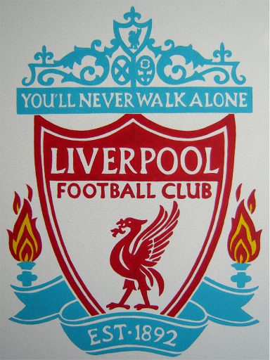 Liverpool Football Club emblem with text "You'll never walk alone" and a Liver bird.